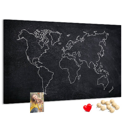 Cork memo board World map outline