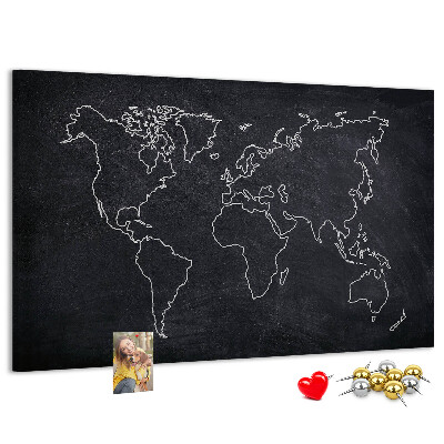 Cork memo board World map outline