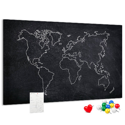 Cork memo board World map outline