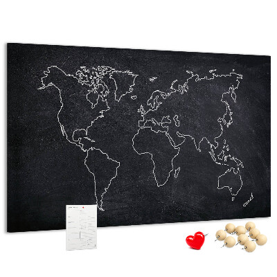 Cork memo board World map outline