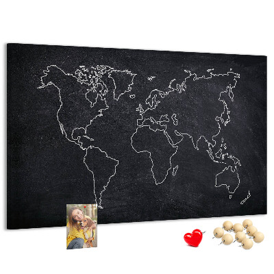 Cork memo board World map outline
