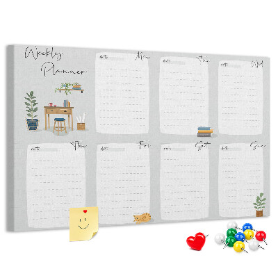 Cork board Cozy weekly planner