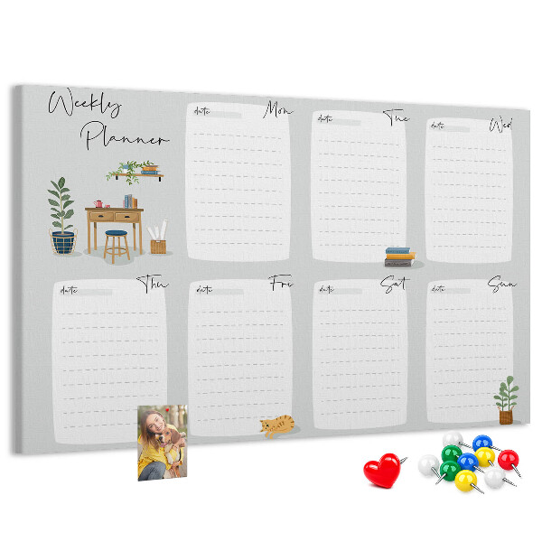 Cork board Cozy weekly planner