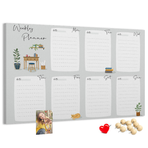Cork board Cozy weekly planner