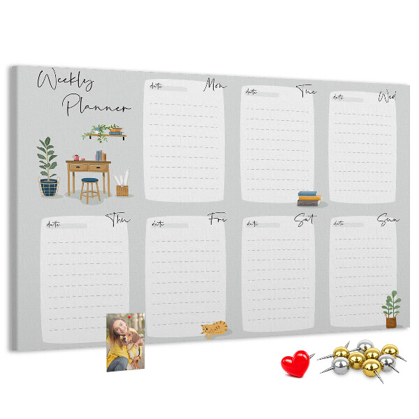 Cork board Cozy weekly planner