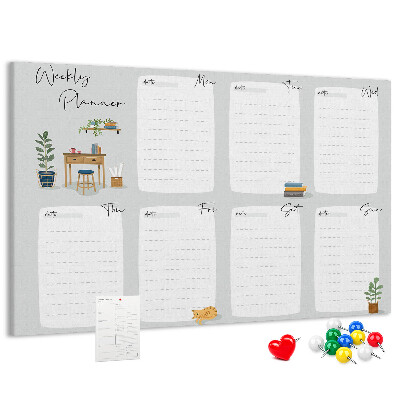 Cork board Cozy weekly planner