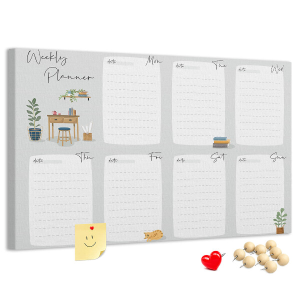 Cork board Cozy weekly planner