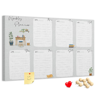 Cork board Cozy weekly planner