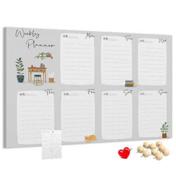 Cork board Cozy weekly planner