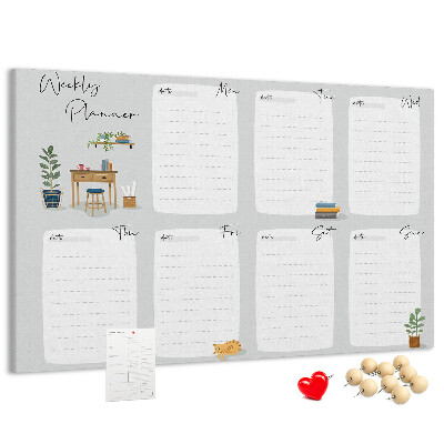 Cork board Cozy weekly planner