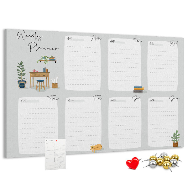 Cork board Cozy weekly planner