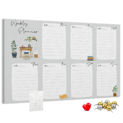 Cork board Cozy weekly planner