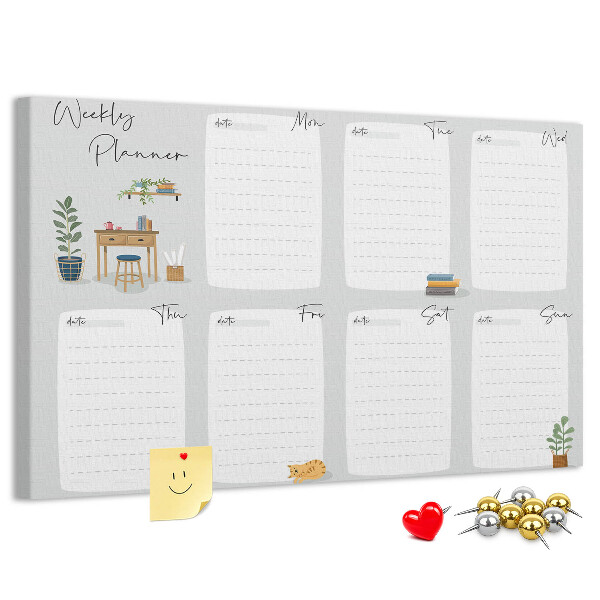 Cork board Cozy weekly planner