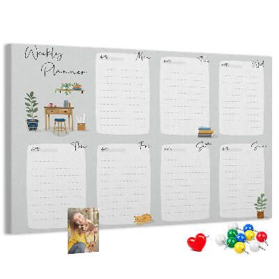Cork board Cozy weekly planner