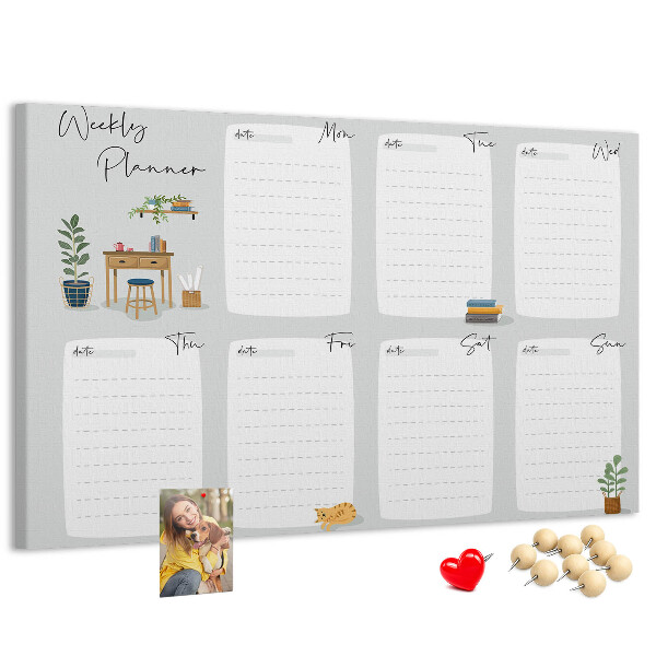 Cork board Cozy weekly planner