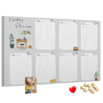 Cork board Cozy weekly planner