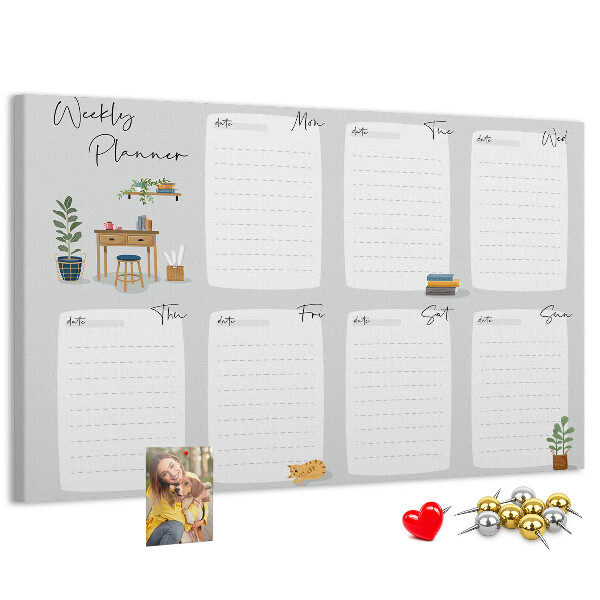 Cork board Cozy weekly planner