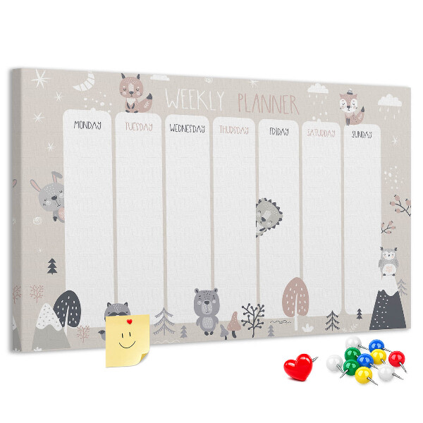 Cork display board Animal planner