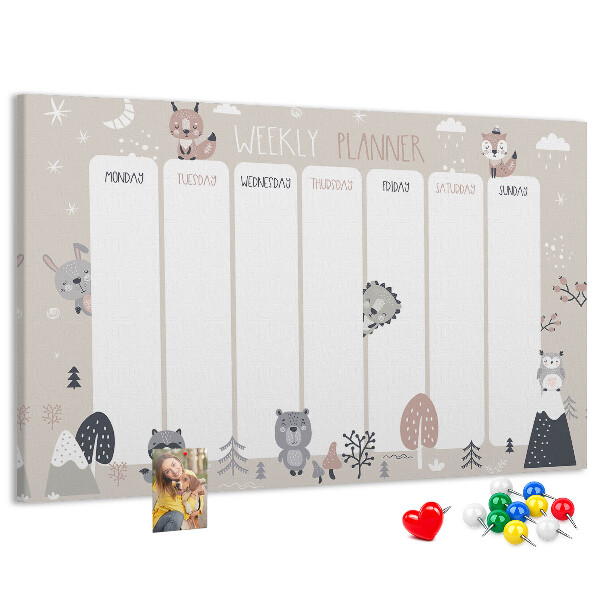 Cork display board Animal planner