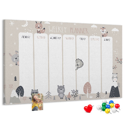 Cork display board Animal planner
