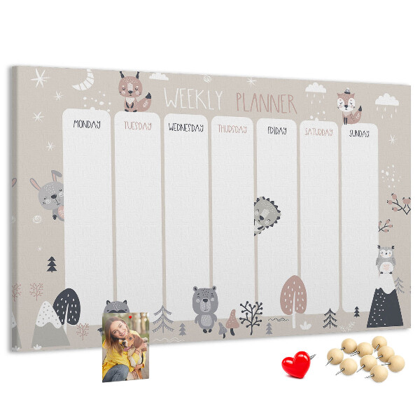 Cork display board Animal planner