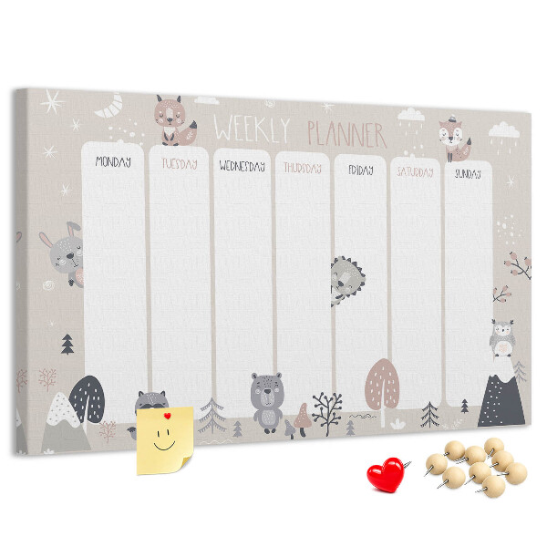 Cork display board Animal planner