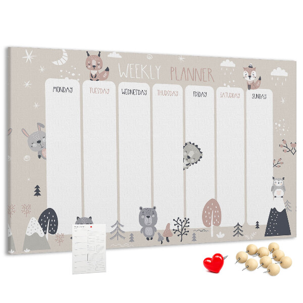 Cork display board Animal planner