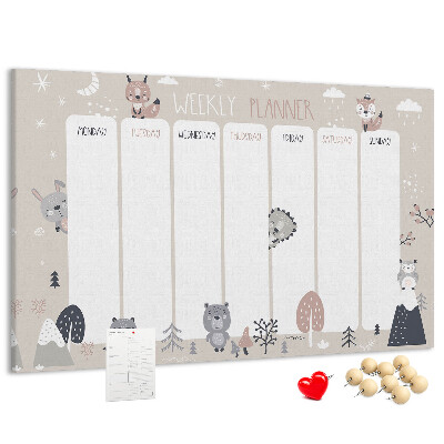 Cork display board Animal planner
