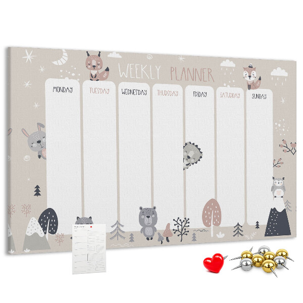 Cork display board Animal planner