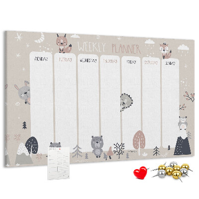 Cork display board Animal planner