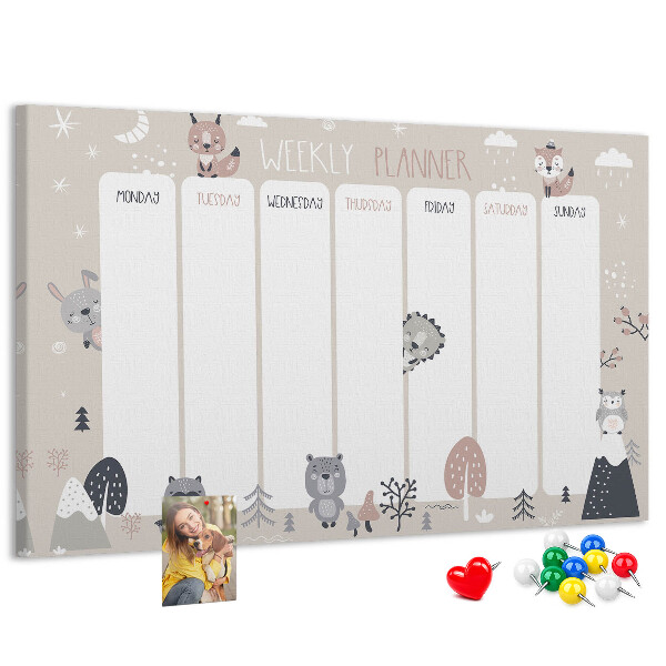 Cork display board Animal planner