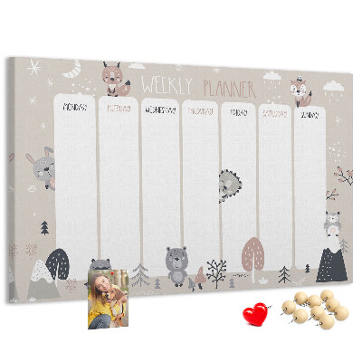 Cork display board Animal planner