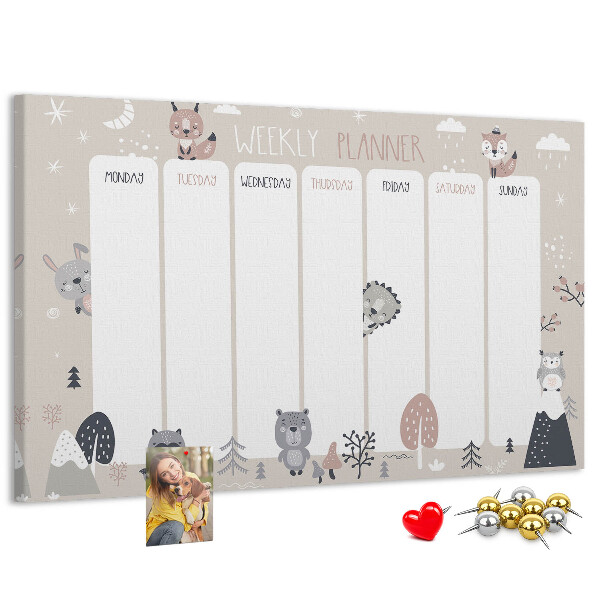 Cork display board Animal planner