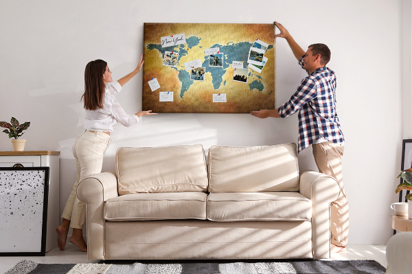 Cork board Old world map