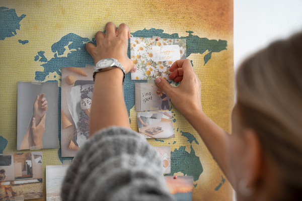 Cork board Old world map