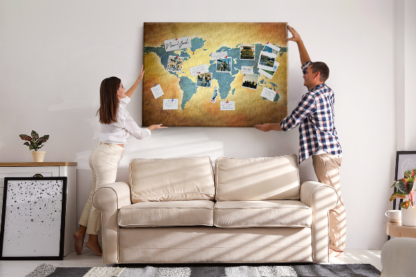 Cork board Old world map