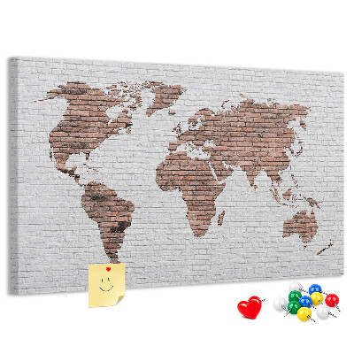 Cork display board Brick world map