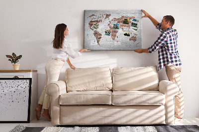 Cork display board Brick world map