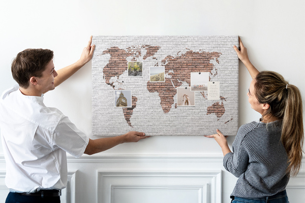 Cork display board Brick world map