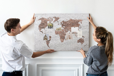 Cork display board Brick world map