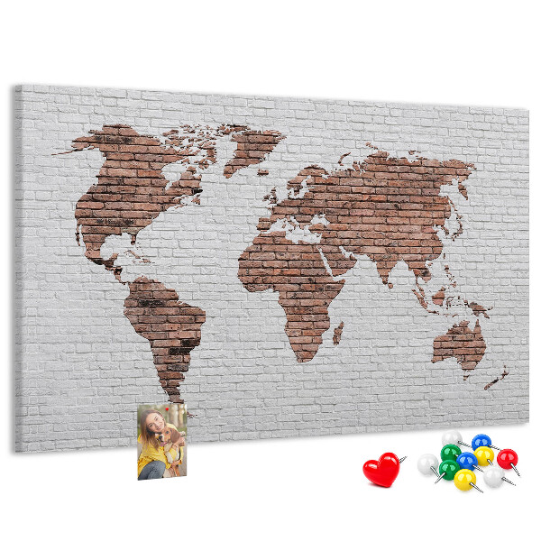 Cork display board Brick world map