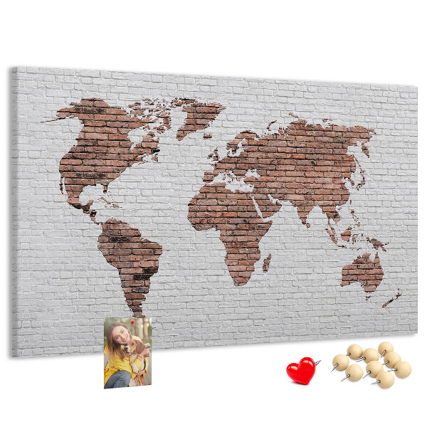 Cork display board Brick world map