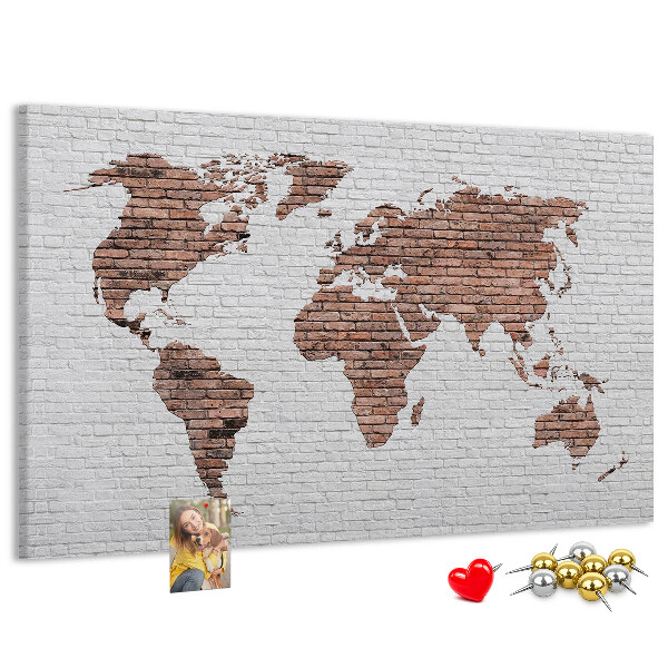 Cork display board Brick world map