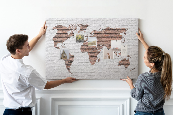 Cork display board Brick world map
