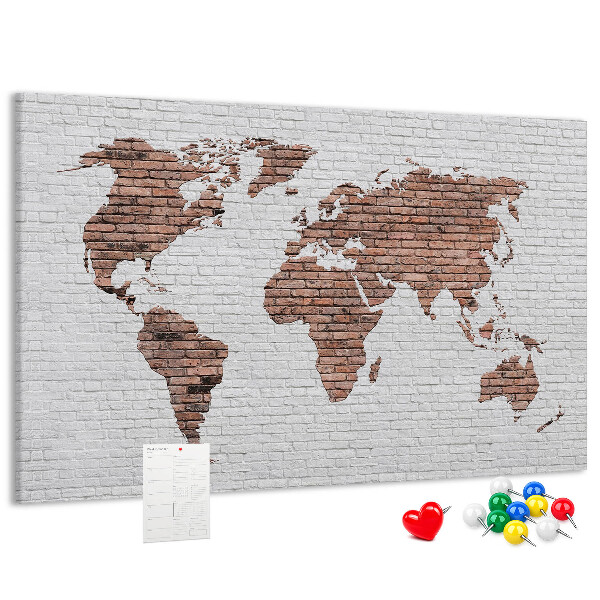 Cork display board Brick world map
