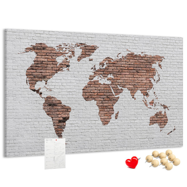 Cork display board Brick world map