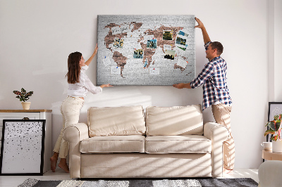 Cork display board Brick world map