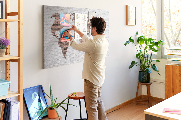 Cork display board Brick world map