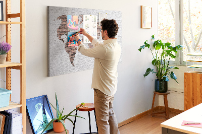 Cork display board Brick world map