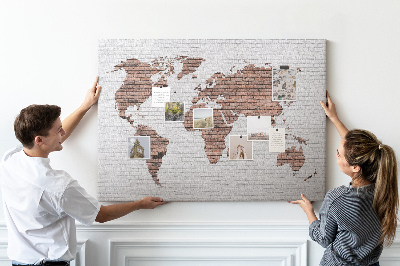 Cork display board Brick world map